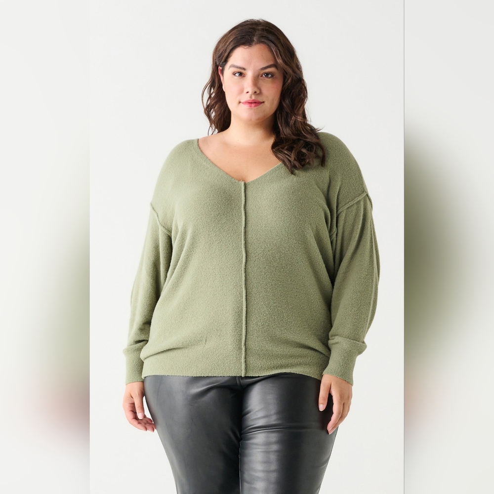 [X, 1X & 3X] NWT DEX Plus Exposed Seam Sweater - Sage